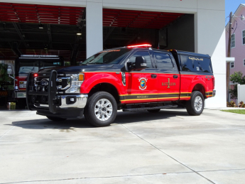 2021 Ford F-350 4wd, placed in service early 2022. This apparatus is assigned to the Shift Battalion Chief. This is the first due command vehicle for incidents in the City of Naples.