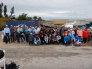 Group photo at oyster bagging event