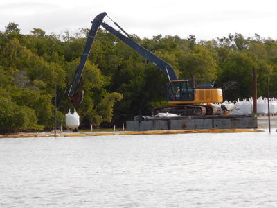 Craning shell rock into place
