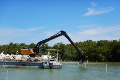 Site 1 rock deployment for edge of reef