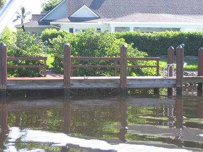 Dock in front of riprap