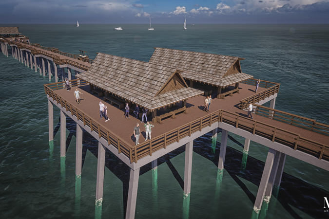Naples Pier - Overhead View of Shade Structures