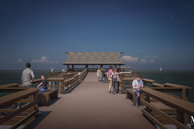 Naples Pier - Approaching Ramp and End Pavilion